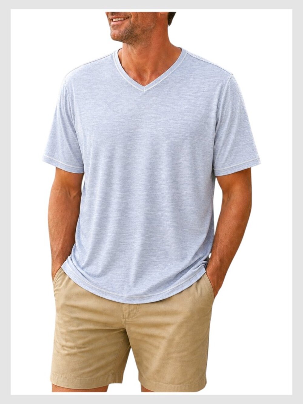 Tommy Bahama Costa Vera V-Neck Performance Heathered Shirt L